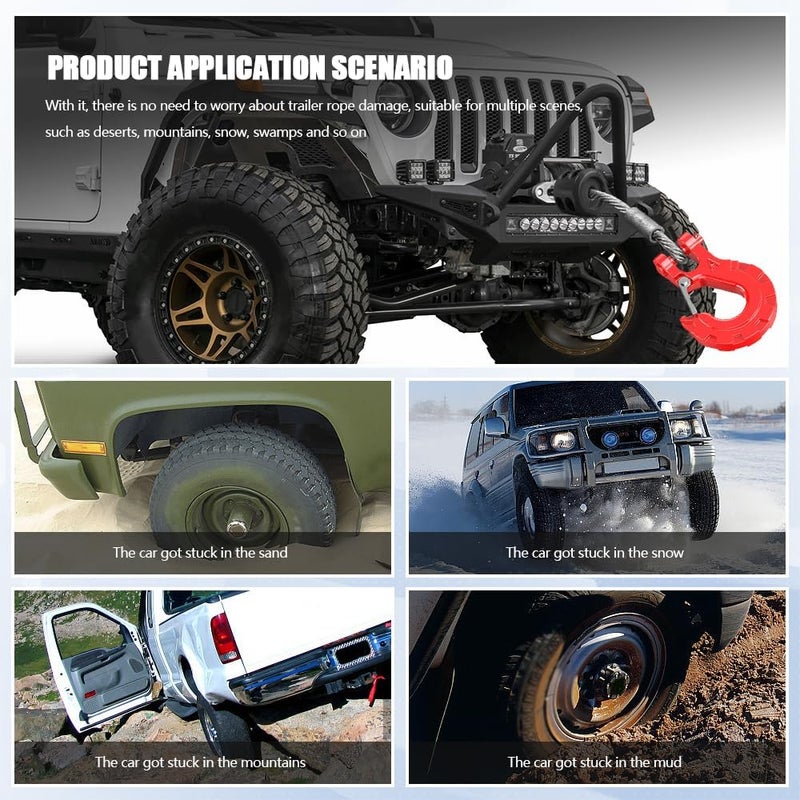 DWARFOO Rubber Winch Stopper, Winch Cable Hook Stopper, Silicone Rubber Stopper Protects Synthetic Winch Rope, Car Accessories Winch Rope Bump Shock Saver Dampener Absorbent Stopper (Black) - Image 5
